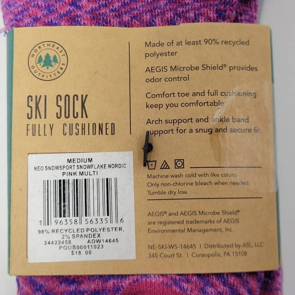 Northeast Outfitters Ski Socks Womens Size‎ 5-10 Cushioned Snow Winter Outdoor